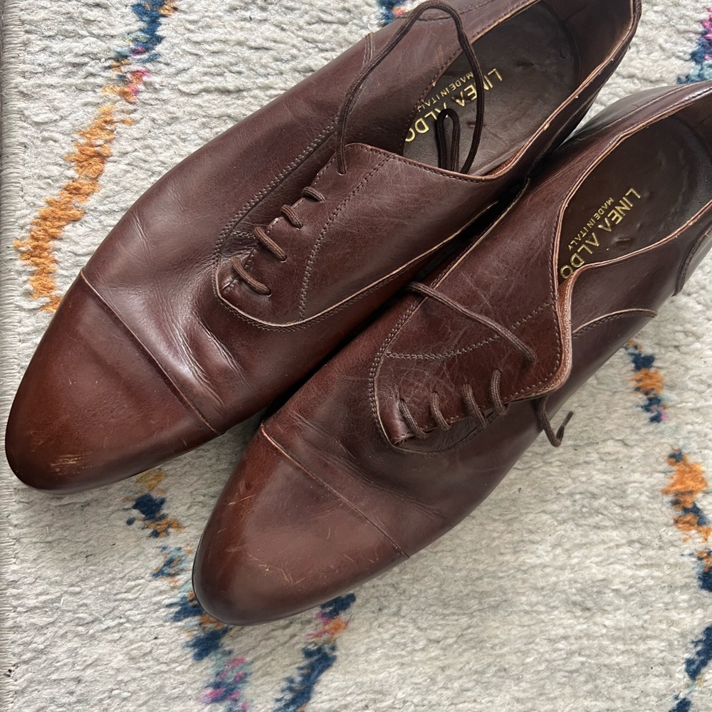 Aldo Men’s Brown Leather Dress Shoes Lace-Up Oxford Style Casual Formal